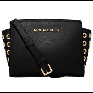 MICHAEL KORS Selma Grommet Leather Messenger Bag